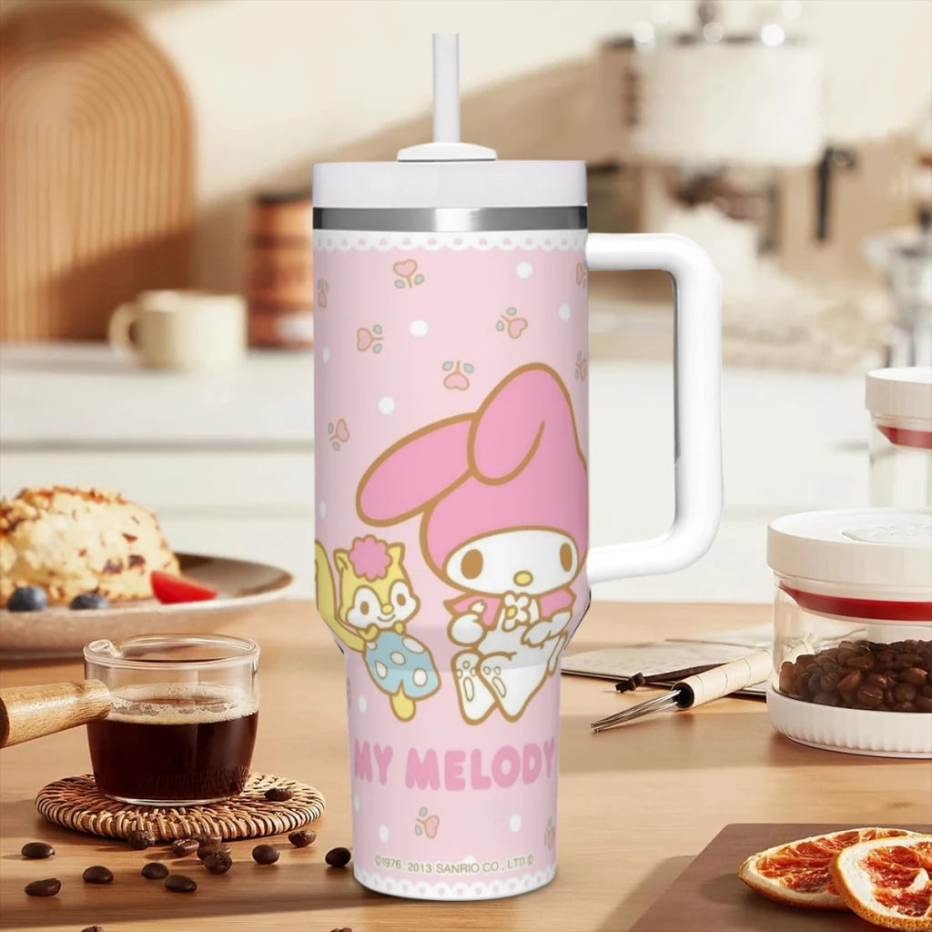 Hello Kitty Tumbler with Handle and Straw Lid Stainless Steel Insulated Tumblers Travel