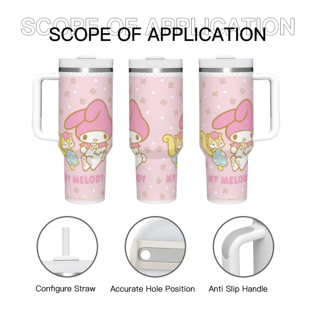 Hello Kitty Tumbler with Handle and Straw Lid Stainless Steel Insulated Tumblers Travel