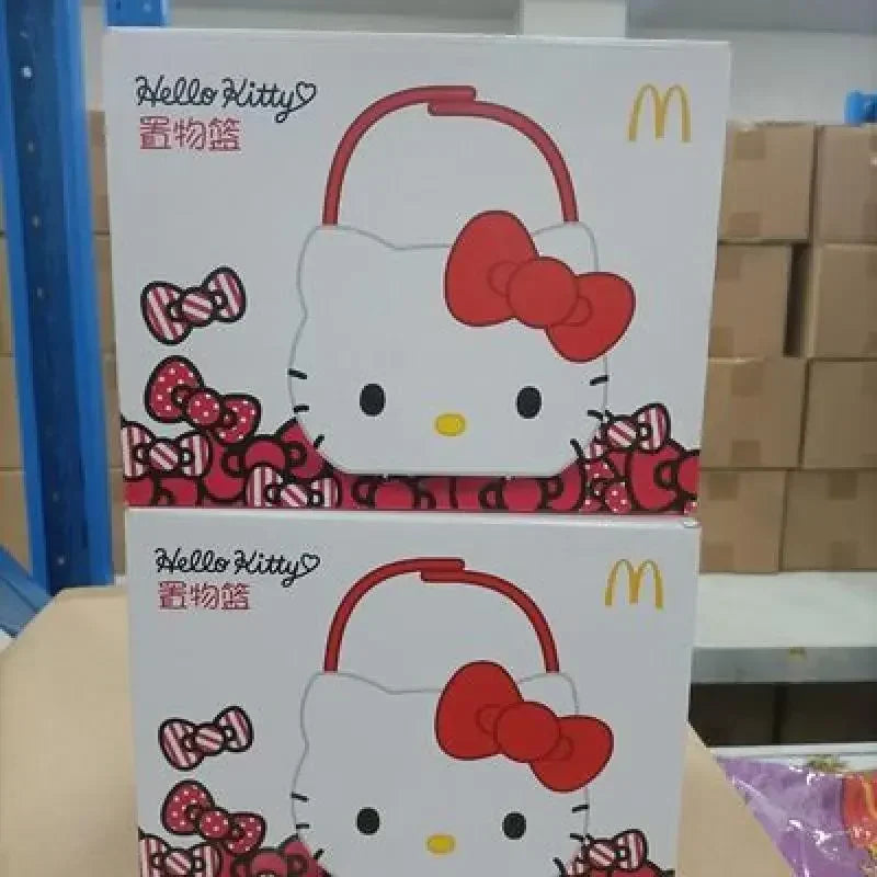 New Sanrio Hello Kitty Kawaii Cartoon  Mcdonalds Vehicle Shopping Basket Storage Box Anime Toys For Girls Children Birthday Gift