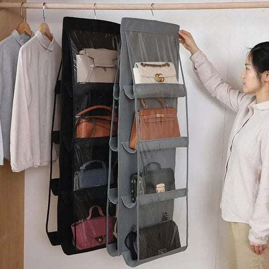 Double Sided Bag StorageBag Multi Functional Hanging Dust Bag Grid Bag SortingBag for Cabinet Storage Closet Organizer