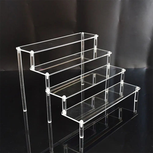 Acrylic Display Stand Pottery Storage Rack Doll Clay Figurine Display Stand Transparent Ladder Makeup Organization Shelf