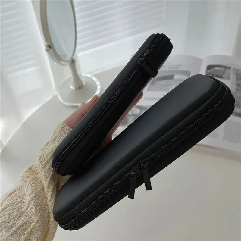 2pcs Black Small+Large Cosmetic Storage Bags Waterproof Double Zipper Makeup Brushes Case Women Bag Portable Travel Brush Holder