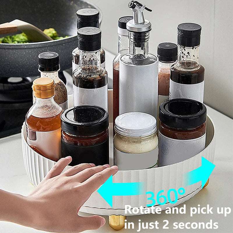 NEW 360 Rotating Tray Kitchen Storage Containers for Spice Jar Snack Food Tray Bathroom Storage Box Non Slip Cosmetics Organizer