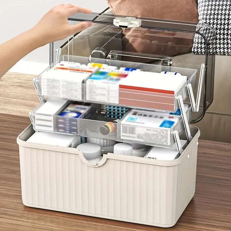 1pc Medicine Chest, Household Portable Multi-layer Box With Large Capacity, Emergency Storage