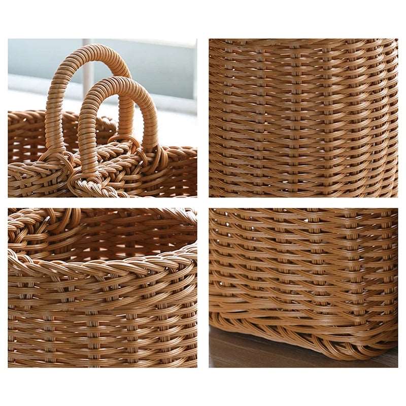 Kitchen Storage Basket with Handle Woven Hanging Baskets for Living Room Fruit Sundries Organizer Home Decor Hand-woven Baskets