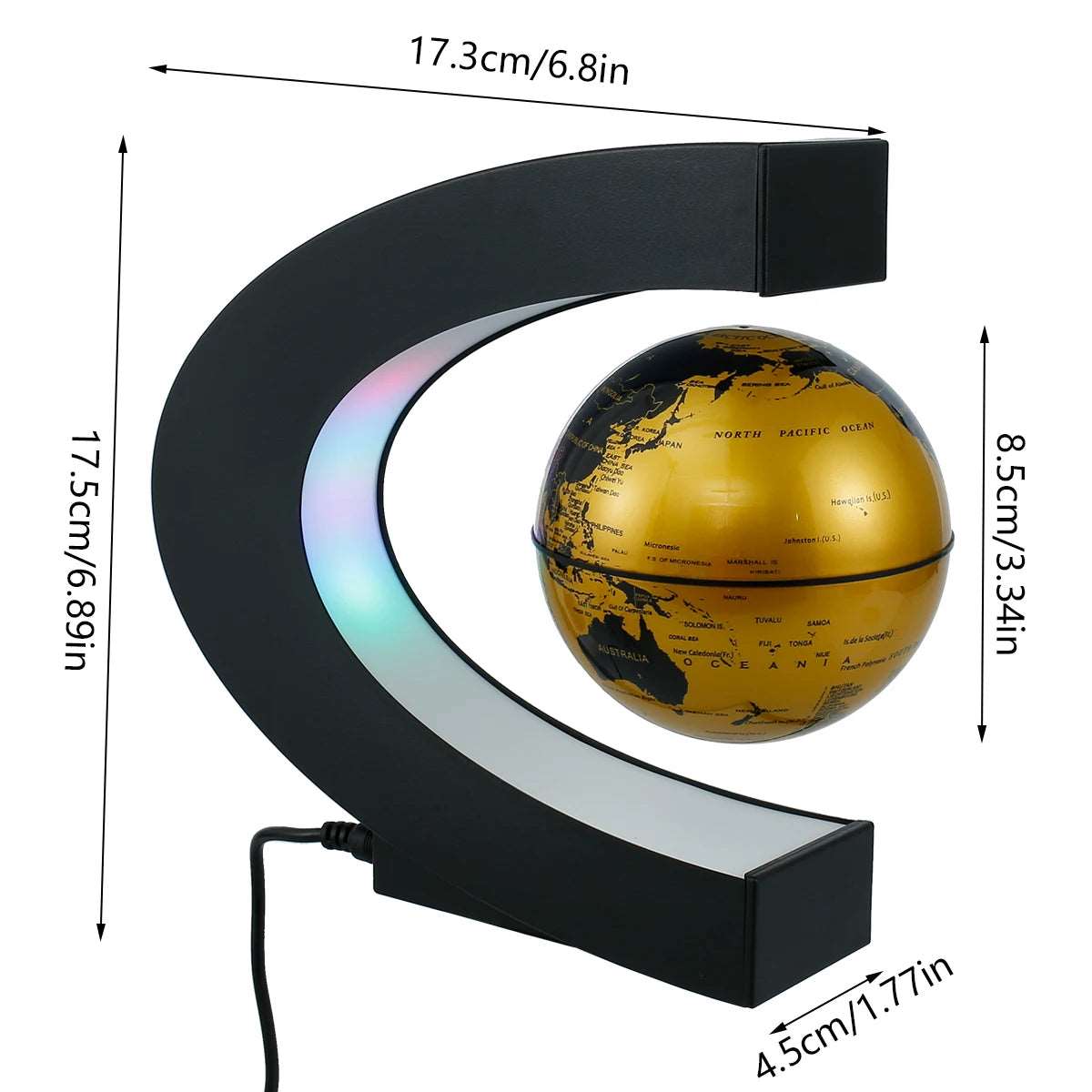 World Map Magnetic Levitation Globe LED Rotating Earth Floating Levitating Lamp O/C Shape Bedside Lights Novelty Birthday Gift