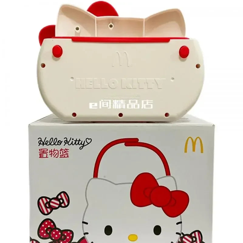 New Sanrio Hello Kitty Kawaii Cartoon  Mcdonalds Vehicle Shopping Basket Storage Box Anime Toys For Girls Children Birthday Gift