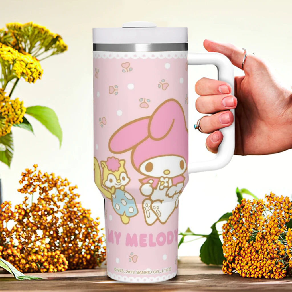 Hello Kitty Tumbler with Handle and Straw Lid Stainless Steel Insulated Tumblers Travel