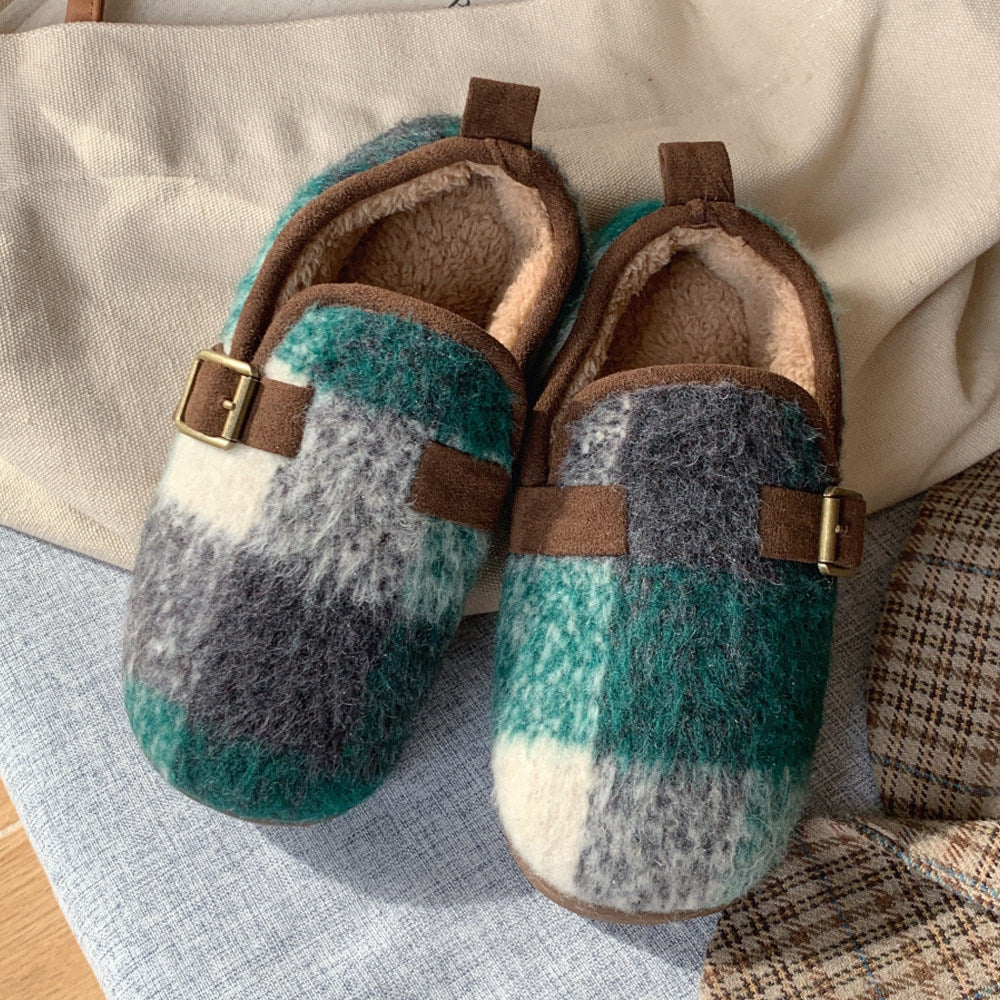 Women's Retro Plaid Cotton Slippers