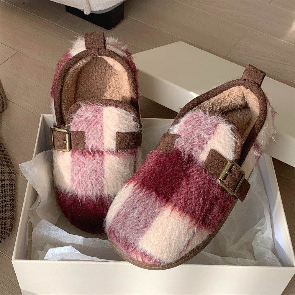 Women's Retro Plaid Cotton Slippers