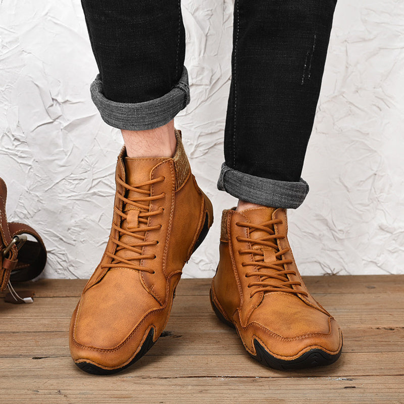 Men Ankle Boots High Top High Quality Flats Shoes