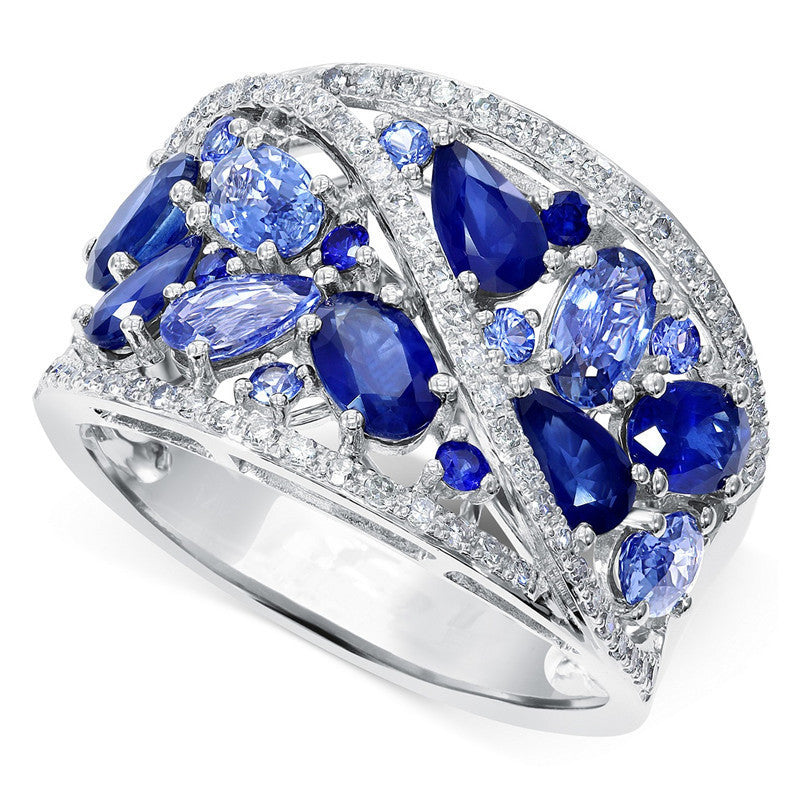 Fashion Blue Zircon Women's Hollow Ring