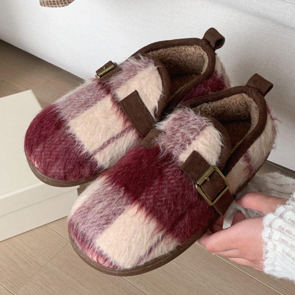 Women's Retro Plaid Cotton Slippers