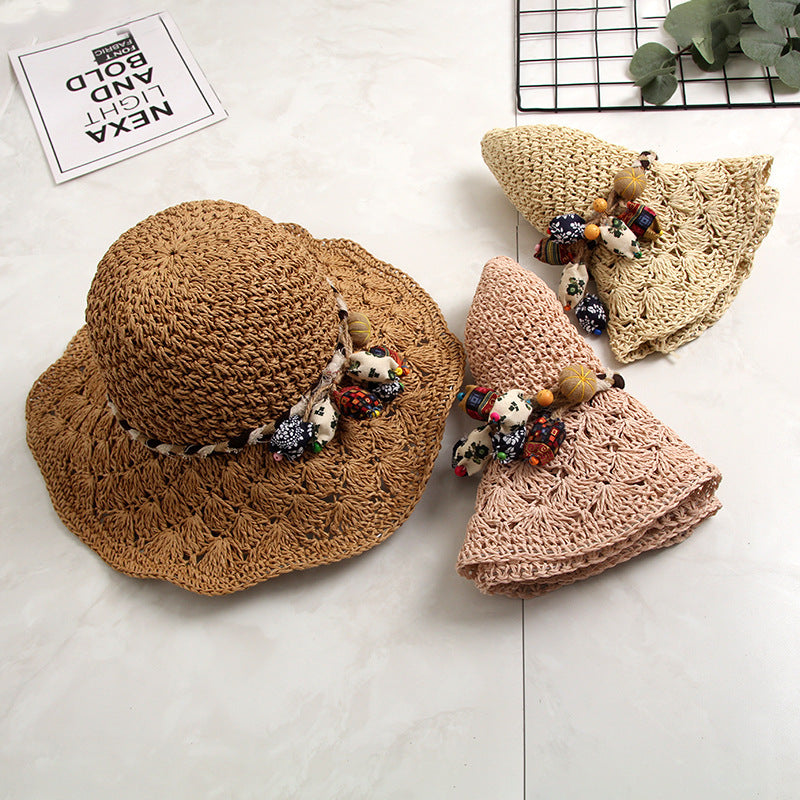 New Crochet Straw Hat Hollow Scalloped Sunshade