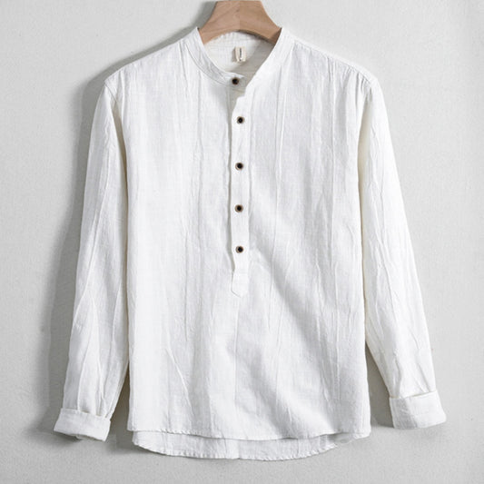 Men's Cotton And Linen Loose And Simple Japanese Style Shirt