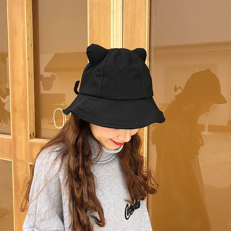 Cute Cat Ears Small Tail Fisherman Hat Women's Korean Style All-match