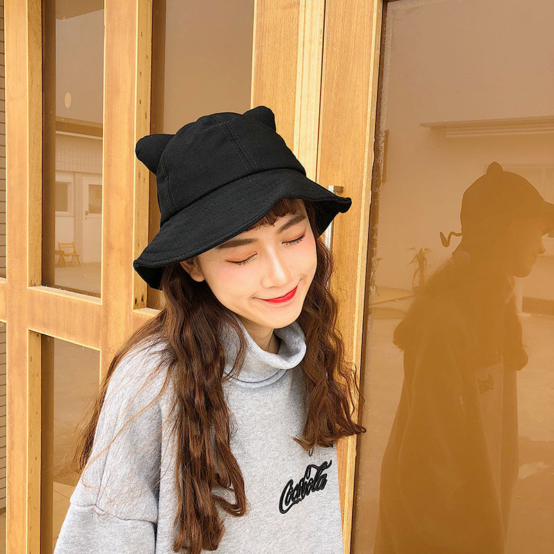 Cute Cat Ears Small Tail Fisherman Hat Women's Korean Style All-match