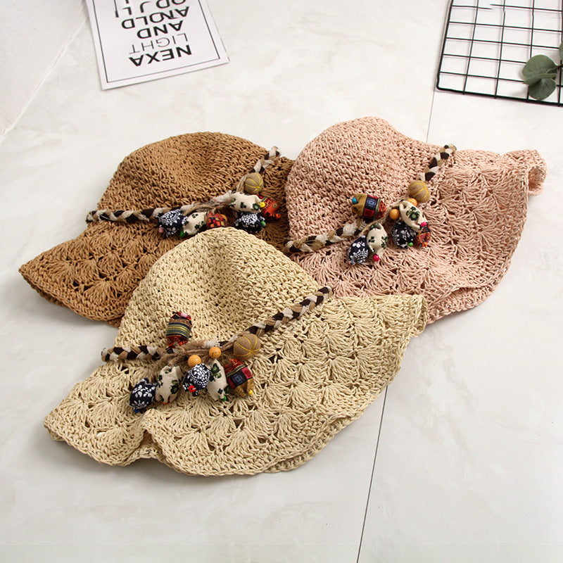 New Crochet Straw Hat Hollow Scalloped Sunshade