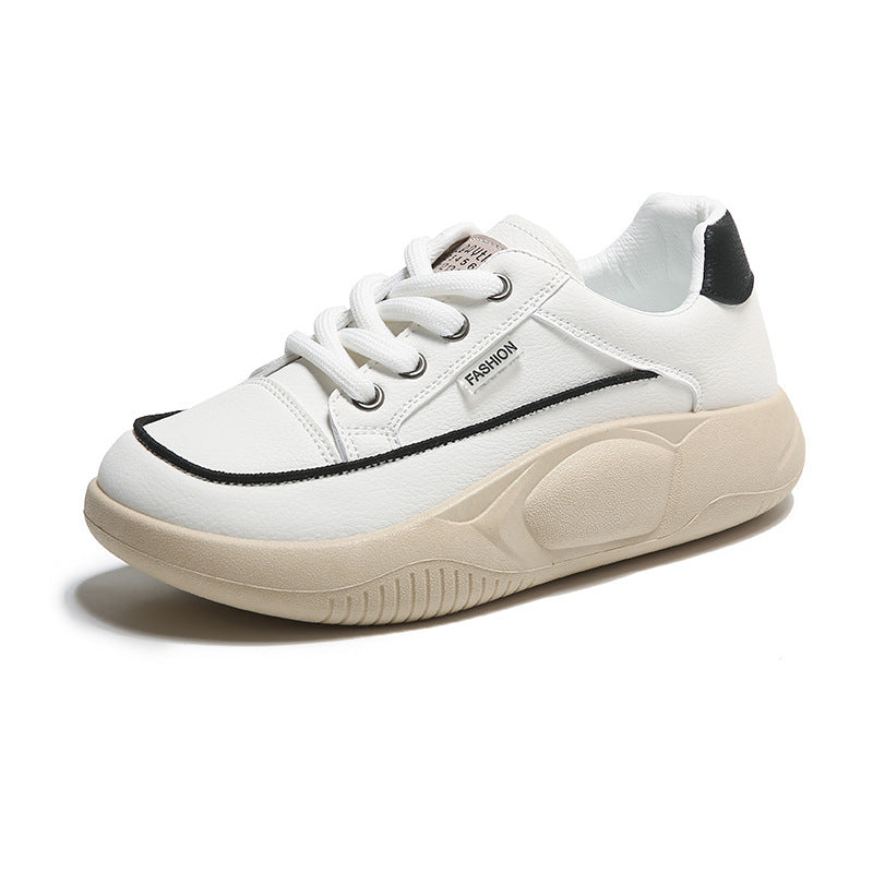 White Shoes Women's Leather Student Board Breathable Casual Shoes