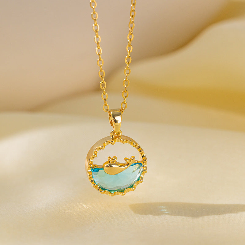 Whale Special-interest Design Women's Colorful Blue Sea Necklace