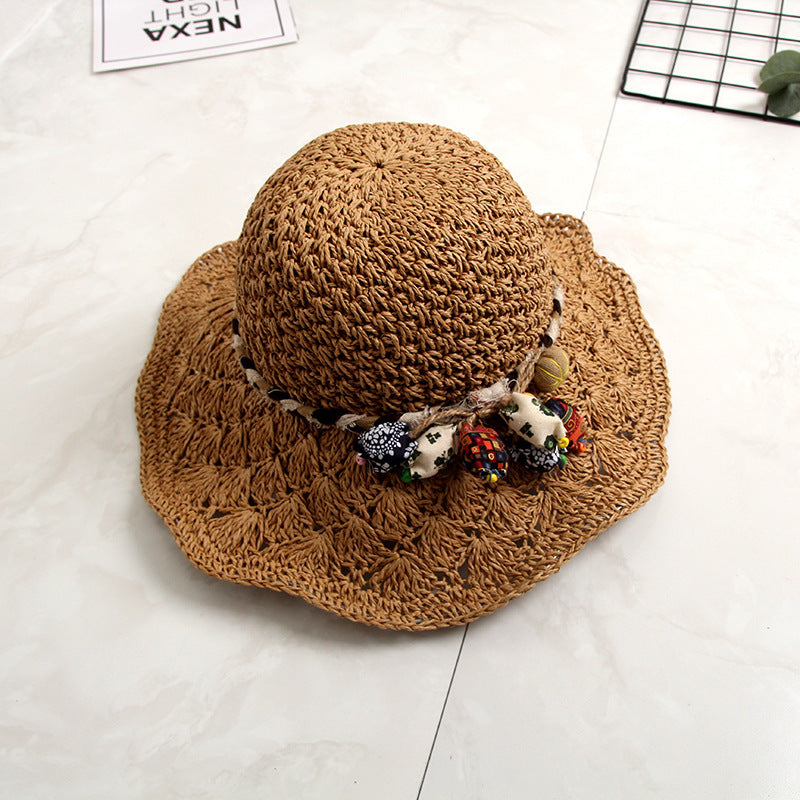 New Crochet Straw Hat Hollow Scalloped Sunshade