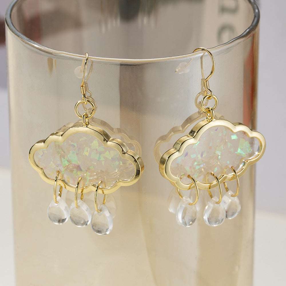 Colorful Clouds Raindrops Jewelry Earrings